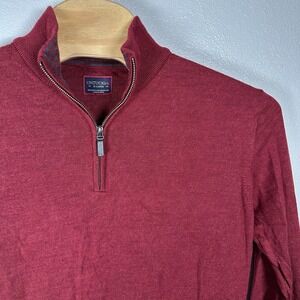 Untuckit Belguardo Pullover Sweater Mens XL Red Extra Fine Merino Wool 1/4 Zip